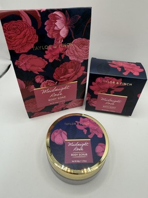 TAYLOR & FINCH MIDNIGHT ROSE~ Australian Botanical SOAP, SCRUB & SOAK SET~NEW