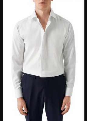 Eton Slim Fit Cotton Dress Shirt 17.5 Regular, WHITE