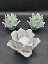 Set of 3 Decorative Lotus Flower Votive Holders Creative Co-op & Two's Company
