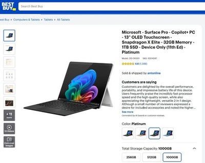 Microsoft Surface Pro (11th ED)- 13  OLED Touchscreen-32GB-2TB-Keyboard-Slim Pen
