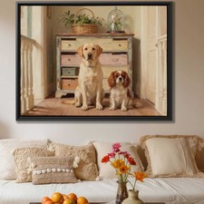 Dog Artwork Labrador Framed Canvas Print Oil Painting for Living Room Decor
