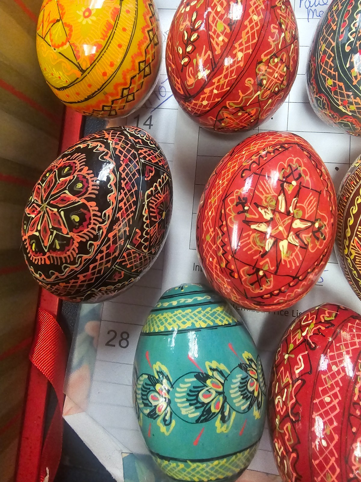 pysanky ukrainian eggs lot of 9 vintage