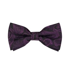 Paisley Bow Ties for Men Kids, Classic Adjustable Pre-Tied Large Dark Purple