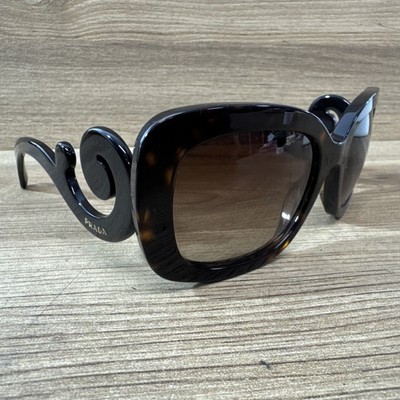 Prada Tortoise Shell Sunglasses SPR27O 2AU-6S1 54 19 Baroque Swirl Square Frames