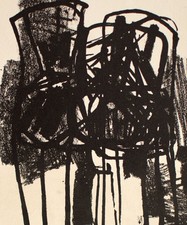 Oskar Koller Stühle Abstrakt Postwar signiert Lithografie 1962