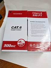 Monoprice Cat6 Bulk Cable 250ft • Solid Copper 23AWG • 550MHz CMR Riser Gray