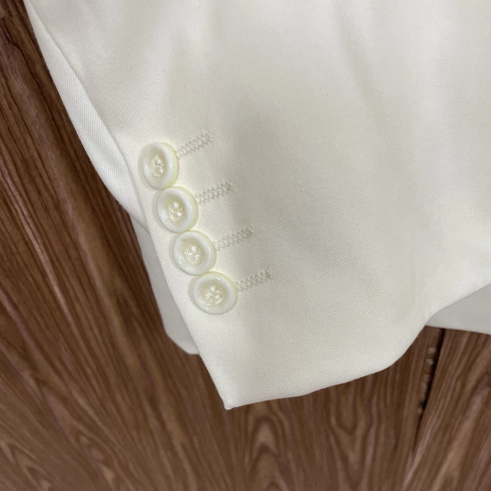 Chaqueta Blazer Vinci Para Hombre 60L Blanca Poliéster Sólido Doble Ventilación Dos Botones Foto 4 de 4