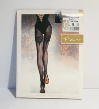 Fiore JOLENA  40 Den Black Patterned Tights G5728 Size 4 New