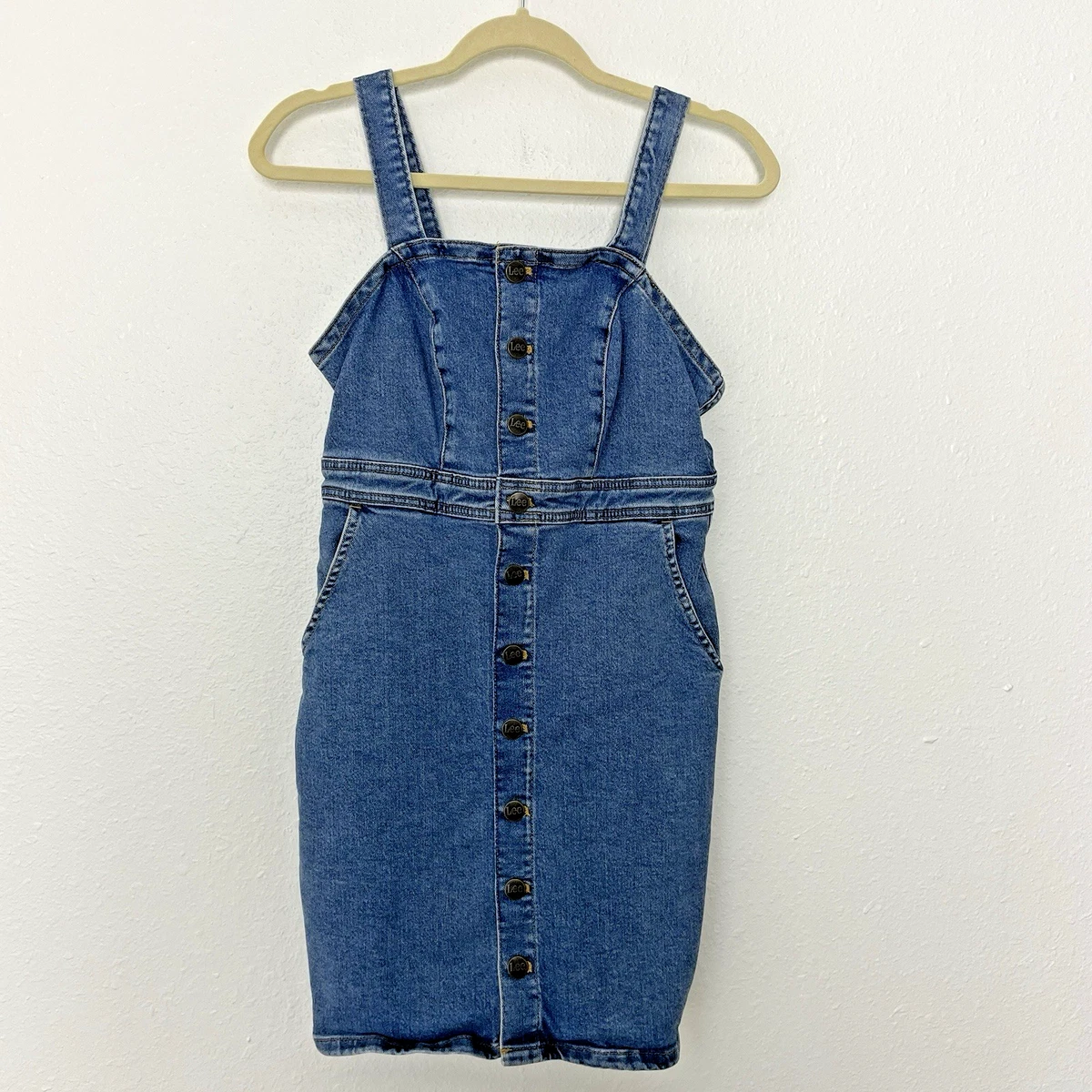 Women's Solid Denim Knee-Length Jumper Dresses for sale | eBay