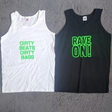 X2 Men's or Ladies Fruit of the Loom Rave Vest/Tops, Clubs, Festivals, Party's