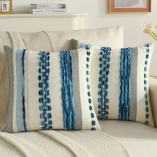 Decorative Throw Pillow Covers 18x18 Inch Set of 2, 18" x 18" Pack of 2 Blue