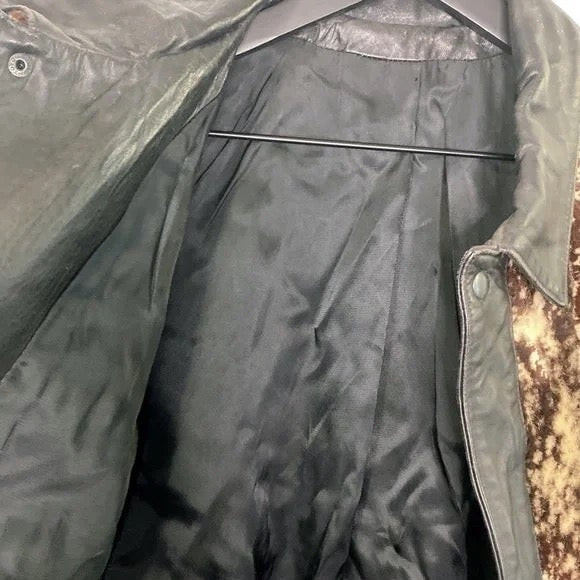 Giacca di pelle Michael Hoban vintage North Beach Pony Yoke con frange‎