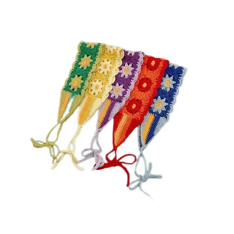 Diadema de fresa de ganchillo banda elástica ancha para el cabello mujeres bufanda niñas accesorios Foto 4 de 4