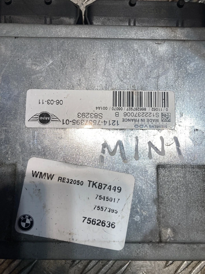 MINI Cooper S R52 R53 Engine Ignition ECU Set Kit 7562636 1.6 Petrol 125kw - Image 2 of 4