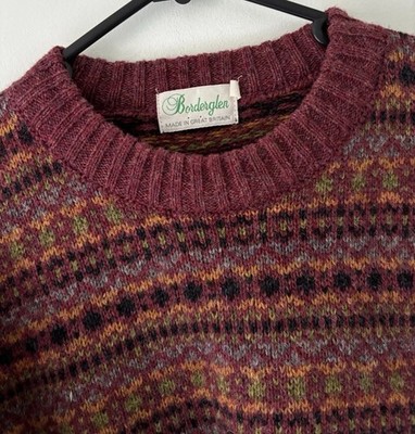 Vintage Borderglen Fair Isle Wollpullover Large Made In Great Britain