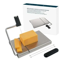 Kitchendao Adjustable Cheese Slicer with Cutting Board - Stainless Steel