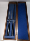 Mid Century Lauffer Carving Set: Stainless Steel & Ebony Handles, Wood Box — photo 5