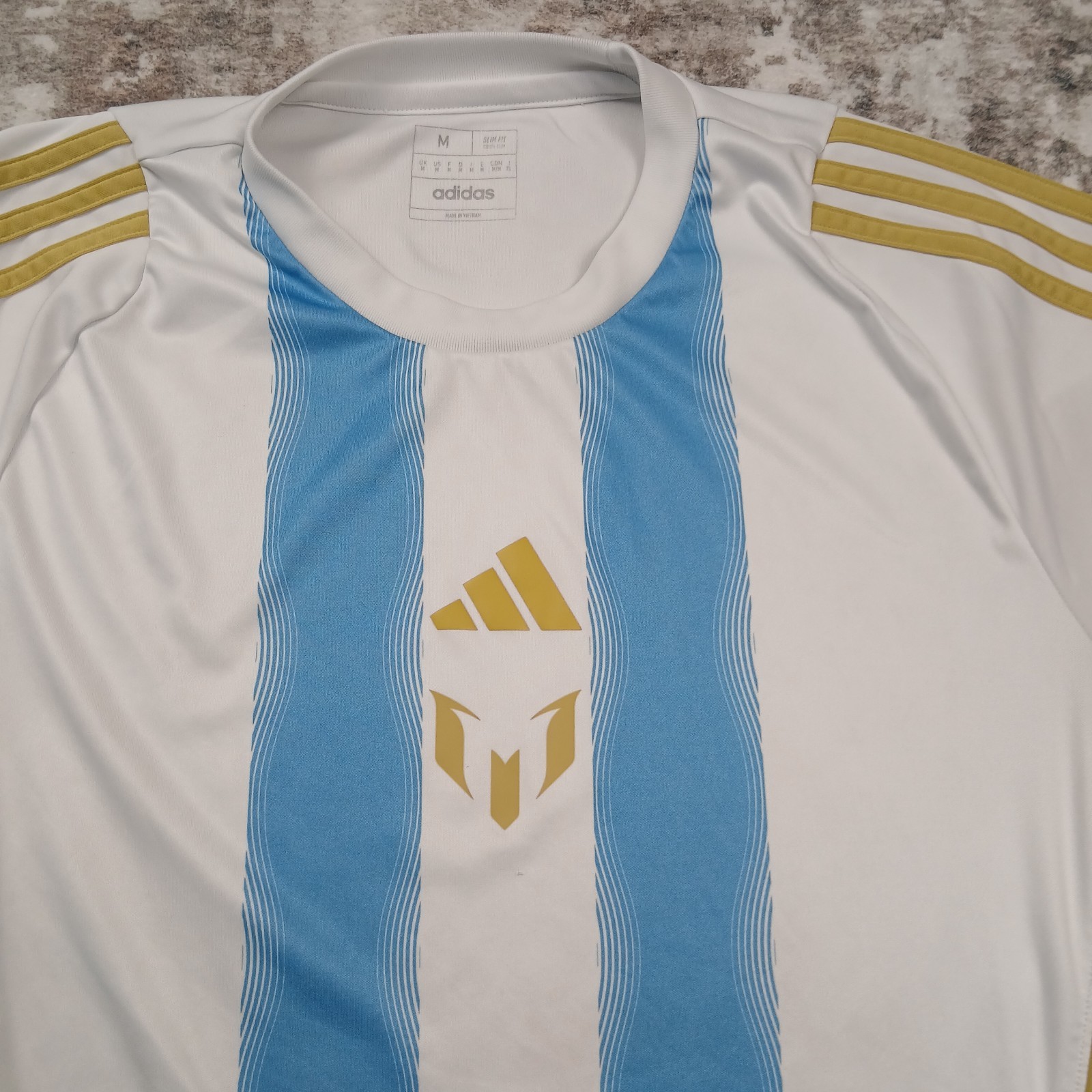 Argentina Lionel Messi Training Jersey Mens Medium White Slim Fit