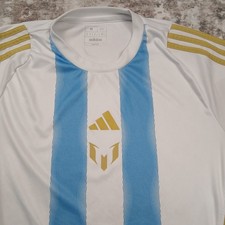 Argentina Lionel Messi Training Jersey Mens Medium White Slim Fit