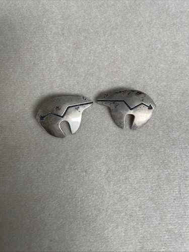 Vintage Navajo Spirit Bear Sterling Silver Stud Earrings