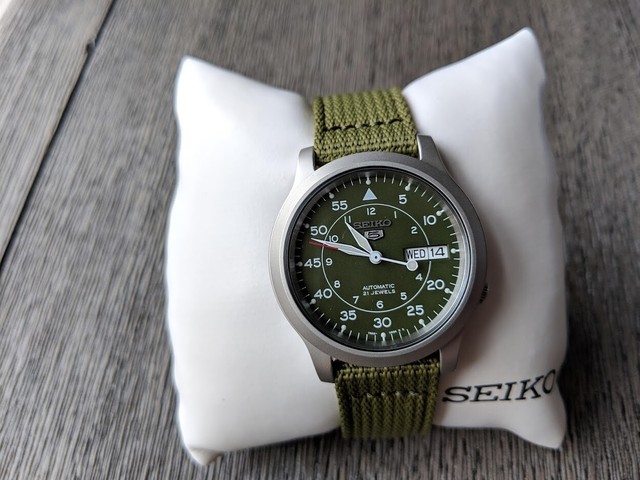 Seiko Men's SNK805 5 Automatic Stainless Steel Watch With Green Canvas for sale online | eBay