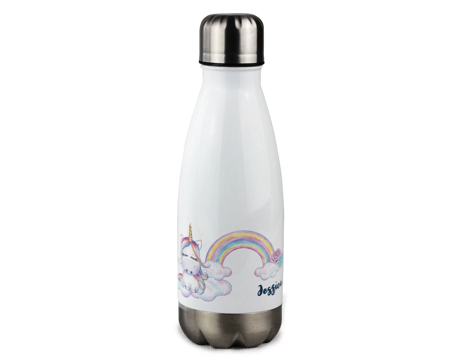 Trinkflasche Kinder personalisiert mit Namen Mädchen Einhorn Regenbogen Geschenk