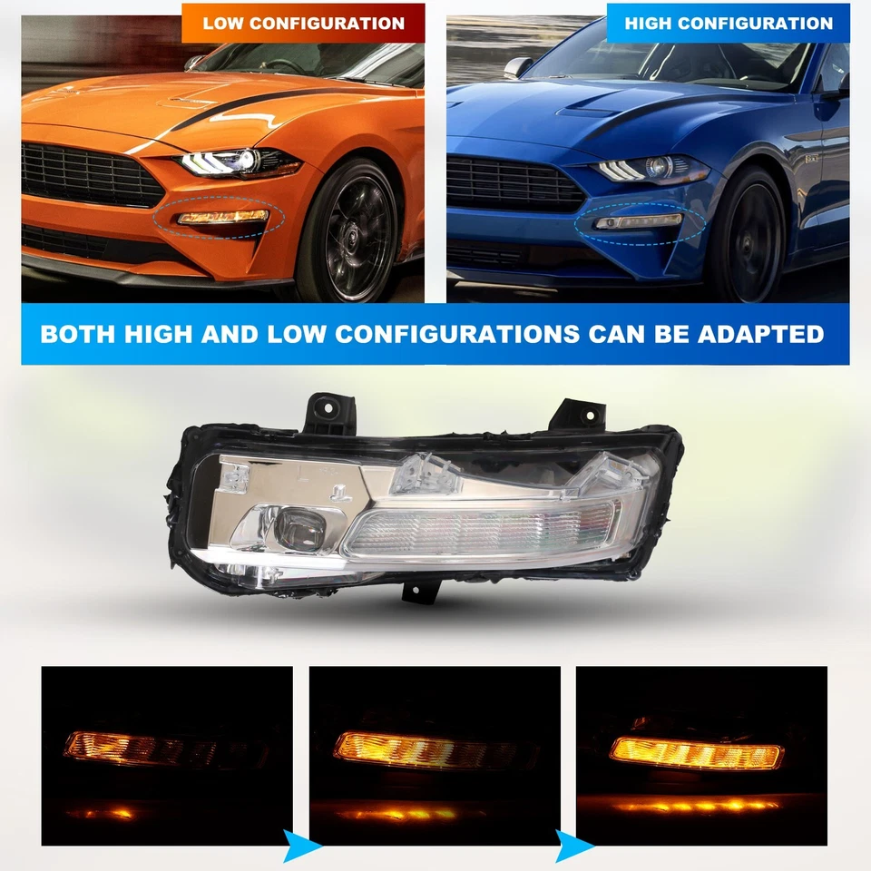 Luces antiniebla LED DRL para Ford Mustang 2018-2023 con intermitente secuencial Foto 2 de 4