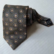 JOS A BANK Men Silk Neck Tie Designer Executive Italian Mosaic Bronze Blue