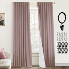 PANELSBURG Blackout Curtains for Bedroom 2 Panel Sets,Dusty Rose Linen Textur...