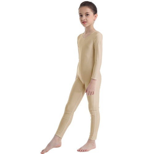 Kids Girls Long Sleeve Bodysuit Body Unitard Ballet Dance Gymnastics Leotard - Picture 44 of 122