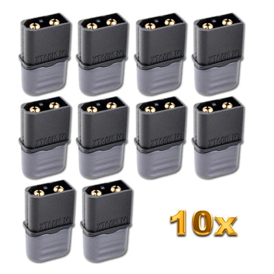  10 Stück Amass XT60H Buchsen Male Hochstrom Goldstecker Stecker mit Kappen 60A