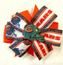 Beautiful Small Chicago Bears Inspired Hair Bow for girls.