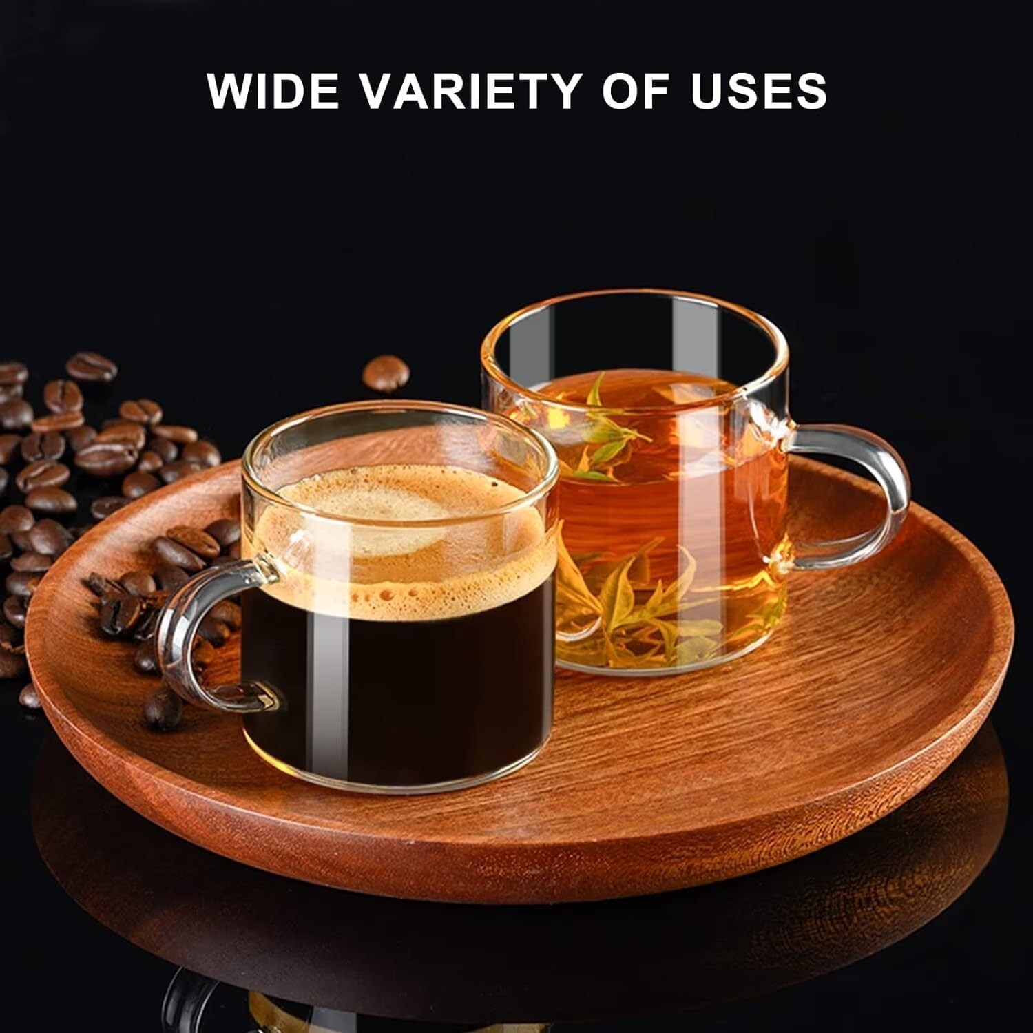 Espresso Cups Set of 1/2 Espresso Shot Glass 4.3 OZ Glass Expresso Small Coffee