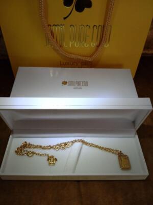 Versace Fortuna 1G Gold Ingot Necklace 14K Frame with Gems Versace Fortuna 1G Gold Ingot Necklace 14K Frame with Gems