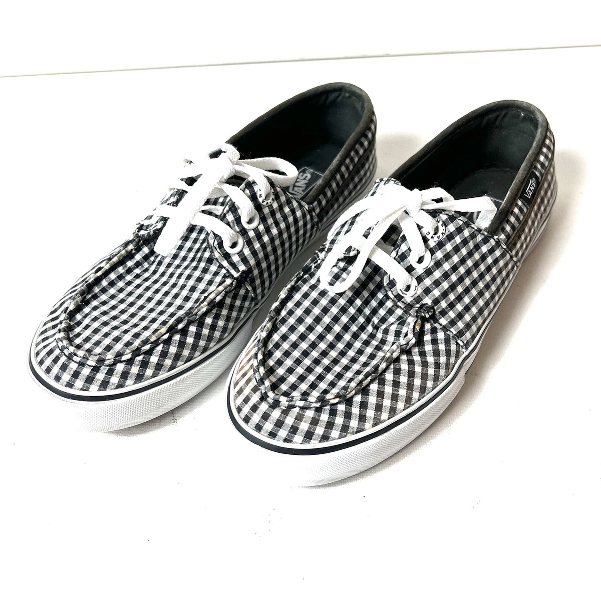 VANS Sneakers Skate Shoes Women s Size 6 Black White Check Lace Up Low Top Flat
