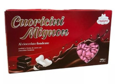 CONFETTI Crispo Cuoricini Mignon ROSA 1 kg Battesimo Nascita Cioccolato Fondente