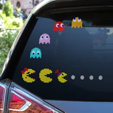 80s Pacman Family Arcade Sprites Vinyl Decals for Car Windshield, Laptop