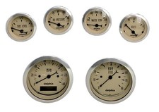 6 Gauge Dash Set Hot Rod Street Rod Universal Programmable Tan