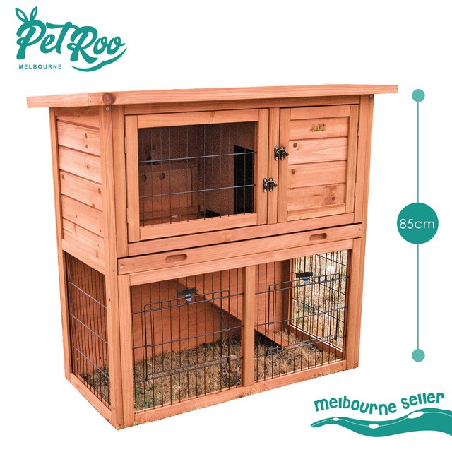 Rabbit Hutch 2 Storey Guinea Pig Ferret Cage Hen House Run Ladder Chicken Coop