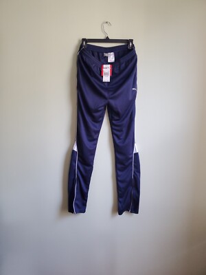 PUMA KIDS ACTIVE WEAR PANTS NAVY BLUE WHITE ROLLED STRIPE SIZE XL (18-20)