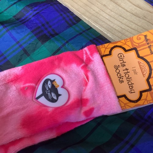 2 pares de calcetines de tinte rosa de 2 tonos con zapato negro gato en un corazón talla 7,5-1,5 - Imagen 2 de 3