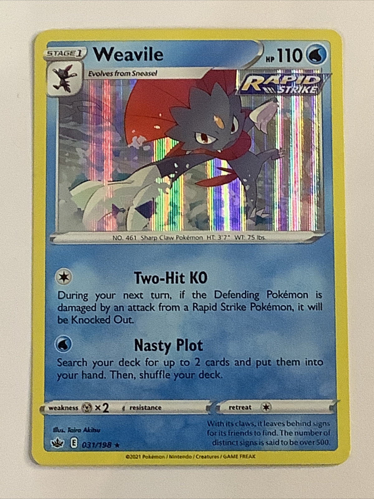Pokemon: Chilling Reign - Weavile 31/198 - Holo Rare A-36