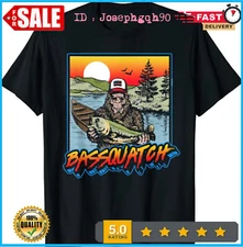 2025/Bassquatch! Funny Bass Fishing Sasquatch Retro 80s Fisherman T Shirt Size S