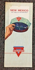 Vtg 1950 Color Conoco Gas Oil Service Station Dealer Highway Map New Mexico NM 