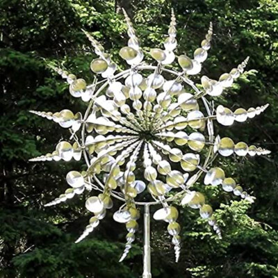 3D Magical Wind Powered Kinetic Windmill Metal Sculpture Spinner Garden Unique