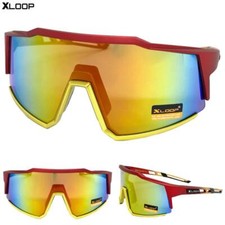 OVERSIZED Retro SPORTY WRAP AROUND Biker Cycling Shield SUN GLASSES Big Frame C3