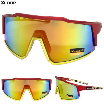 Übergröße Retro Sportlich Umwickeln Biker Fahrrad Shield Sun Brille Big Frame C3