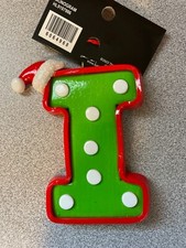 Initial Letter  I  Santa Resin Christmas Ornament 4  x 3.0  x .5  NEW Holiday
