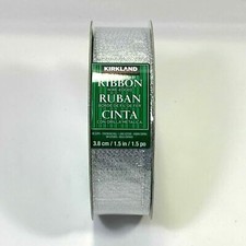 Kirkland 1.5" Wire-Edge SILVER Ribbon 50 Yards Christmas Holiday Metallic