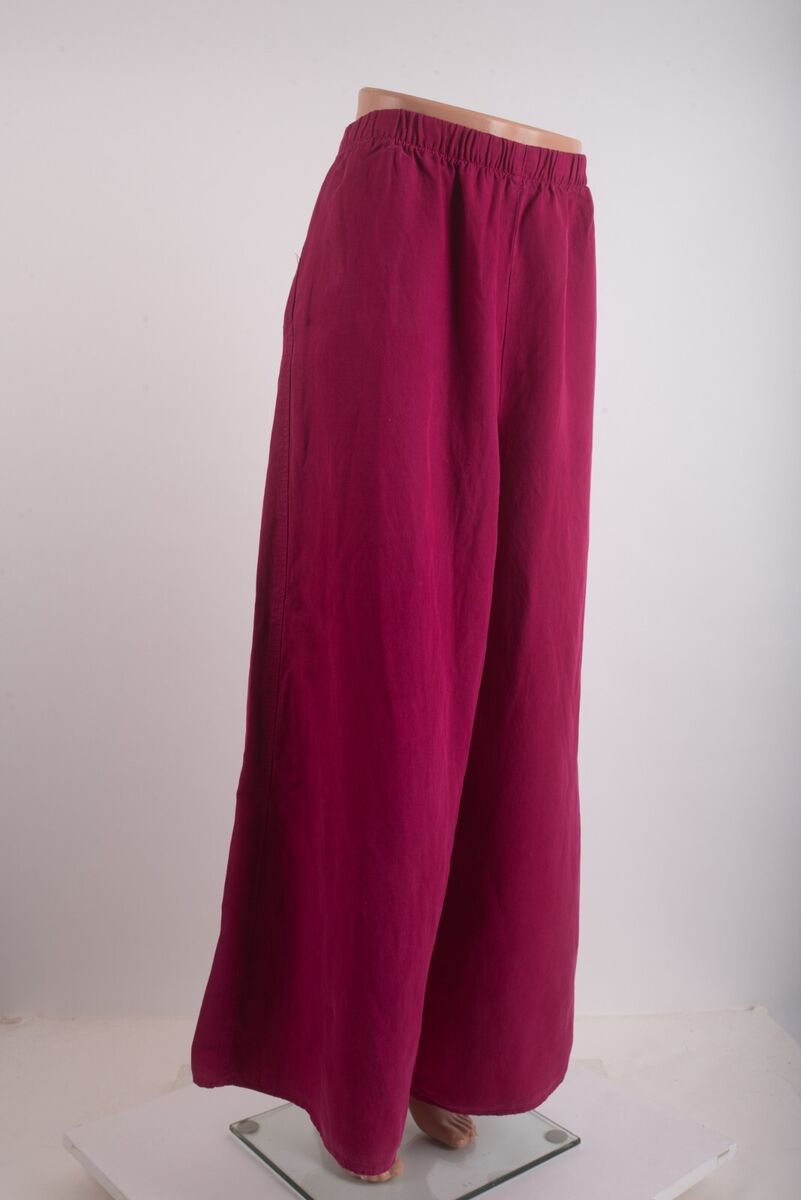 Zara Womans Pants Size M Fuchsia Pink Linen Blend Wide Leg Zara Womans Pants Size M Fuchsia Pink Linen Blend Wide Leg
